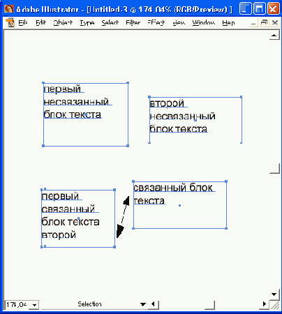 Связывание текстовых рамок