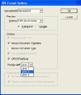 Сохранение документа в формате EPS